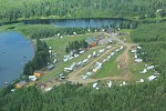 Arial photo of Kab Lake Lodge's campground located on Hwy 527. 